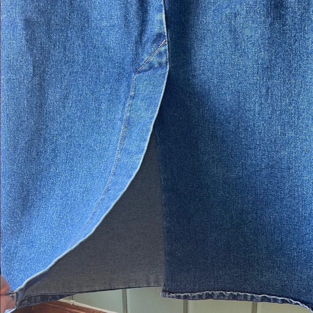 Vintage 90s USA Made Denim Midi Skirt Women 16 High Rise Blue Jean Skirt Normcor